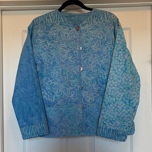 Light Blue Patchwork Print Tunic Jacket